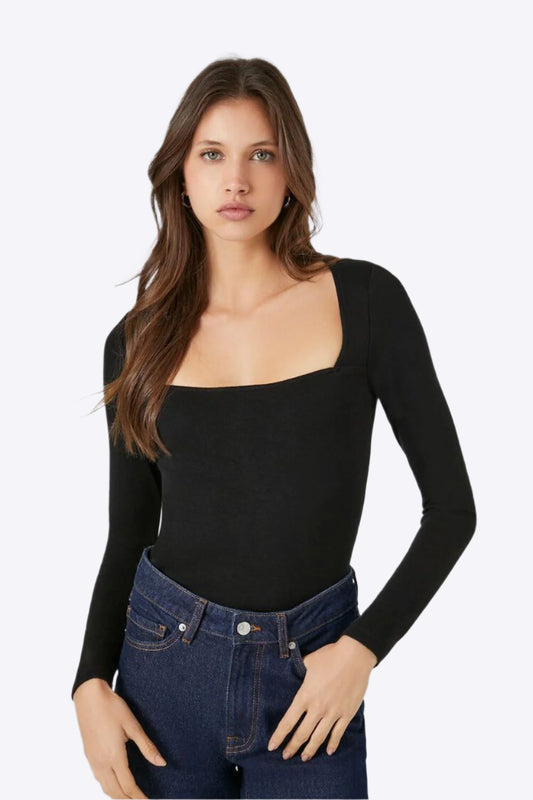 Square Neckline Crop Top 