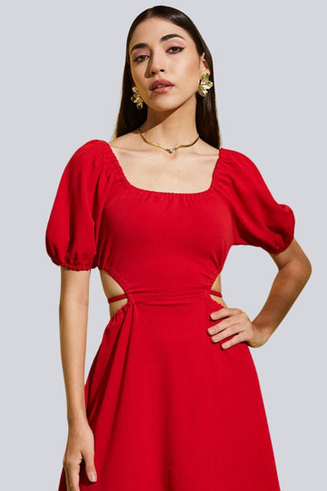 Sultry Lace-Up Waist Mini Dress